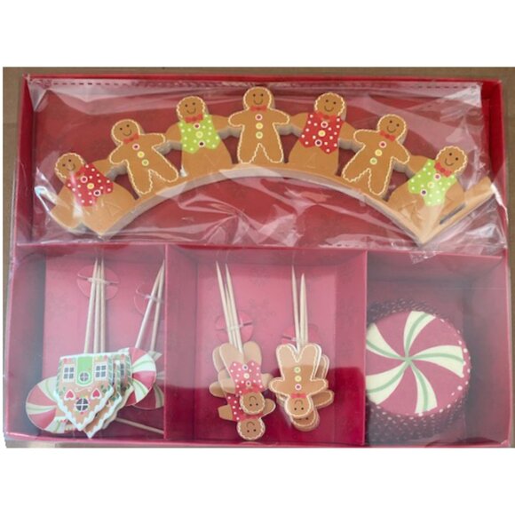 NEW Gingerbread Cupcake Wrap Kit with liners wraps and toppers set - Picture 4 of 4